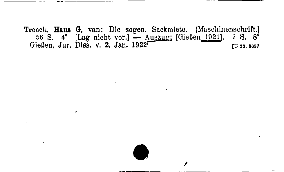 [Katalogkarte Dissertationenkatalog bis 1980]