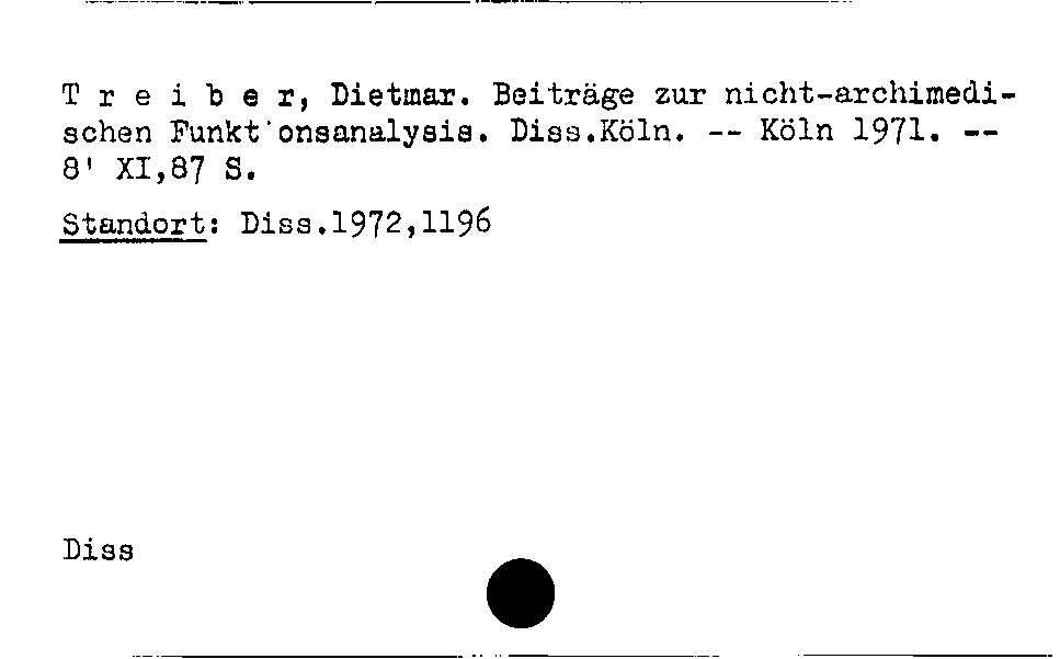 [Katalogkarte Dissertationenkatalog bis 1980]