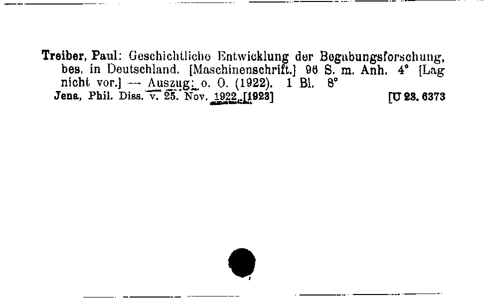 [Katalogkarte Dissertationenkatalog bis 1980]