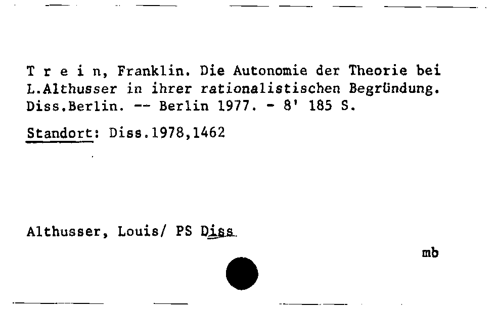 [Katalogkarte Dissertationenkatalog bis 1980]