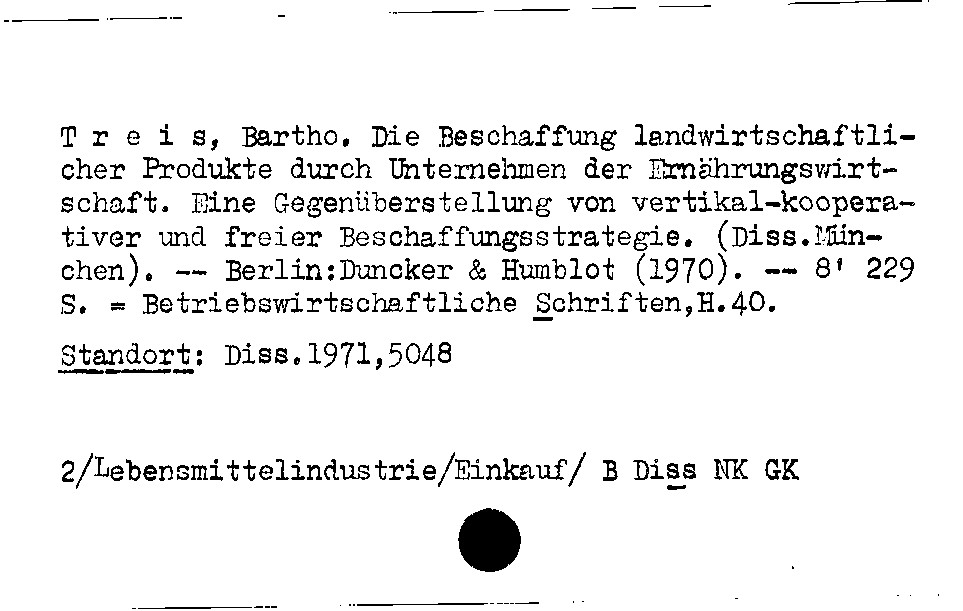 [Katalogkarte Dissertationenkatalog bis 1980]