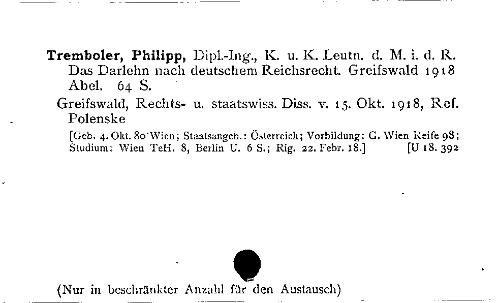 [Katalogkarte Dissertationenkatalog bis 1980]