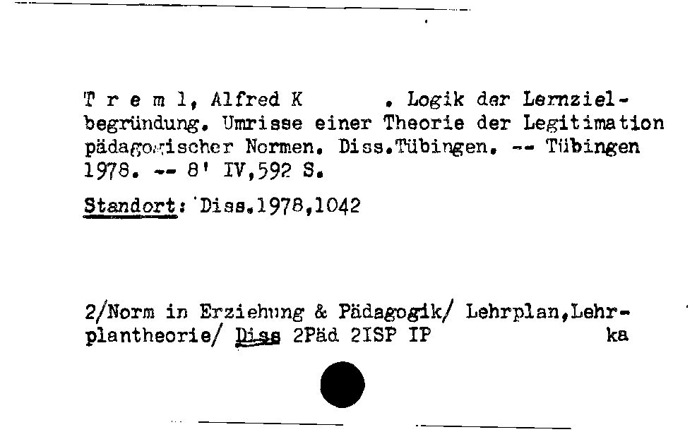 [Katalogkarte Dissertationenkatalog bis 1980]