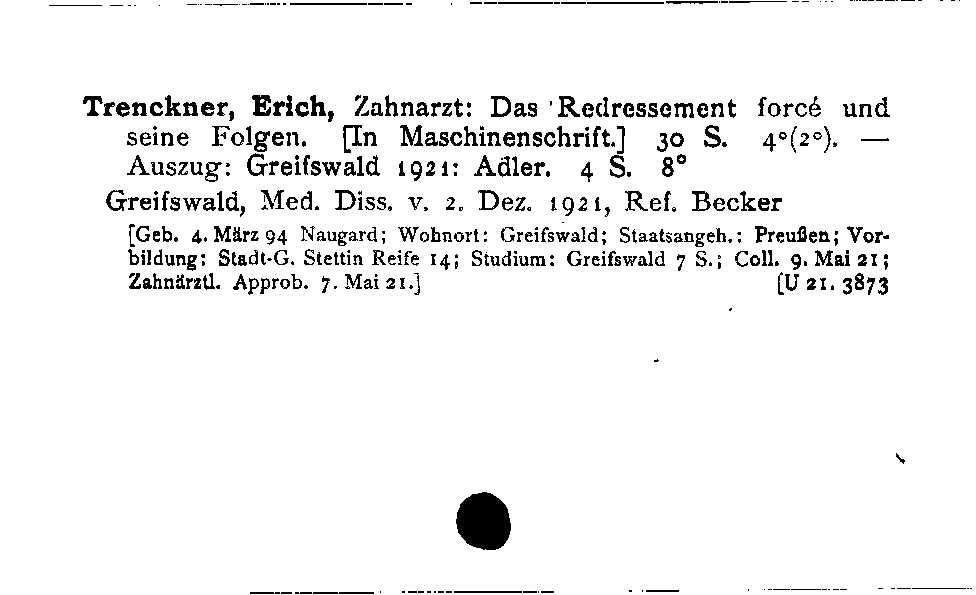 [Katalogkarte Dissertationenkatalog bis 1980]