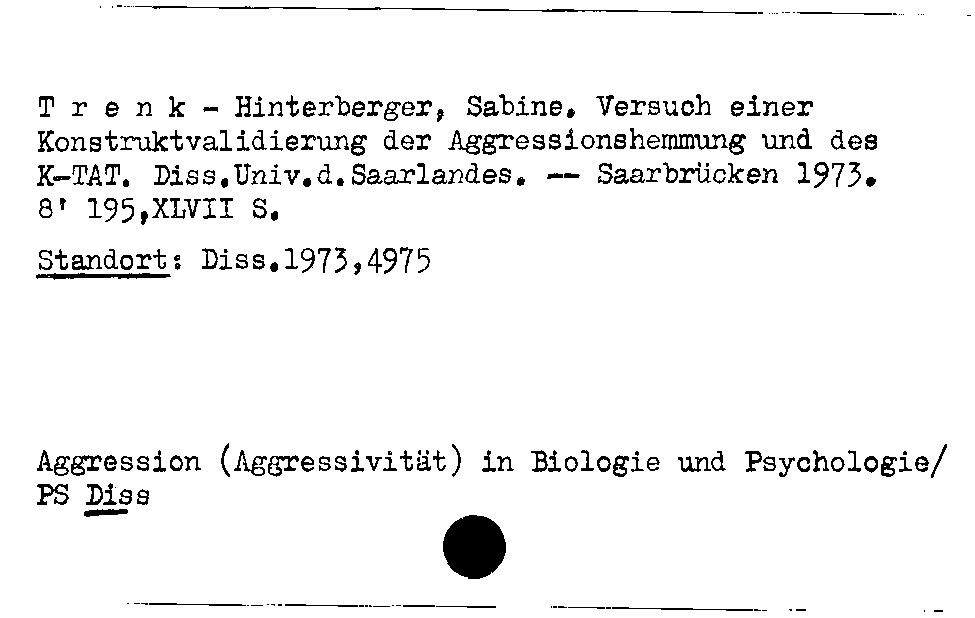 [Katalogkarte Dissertationenkatalog bis 1980]