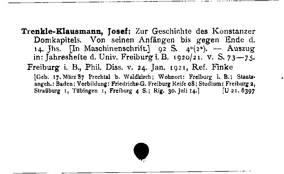 [Katalogkarte Dissertationenkatalog bis 1980]