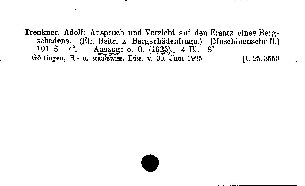 [Katalogkarte Dissertationenkatalog bis 1980]