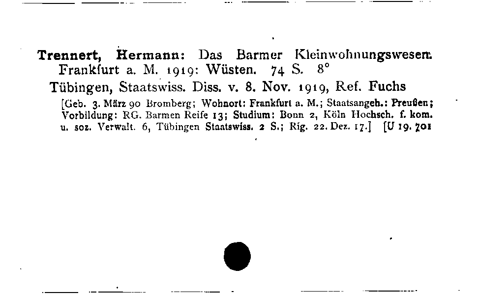 [Katalogkarte Dissertationenkatalog bis 1980]