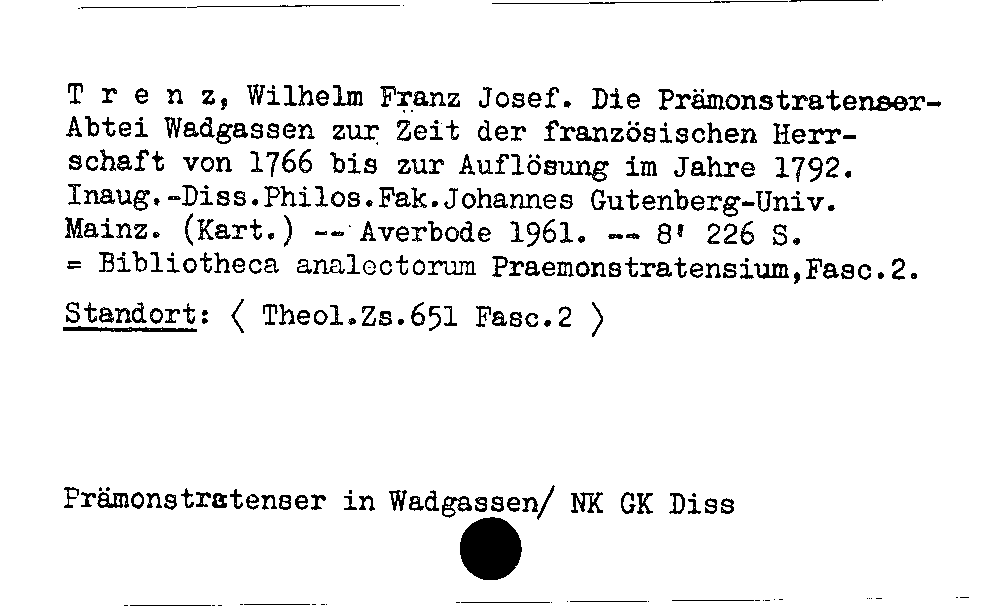 [Katalogkarte Dissertationenkatalog bis 1980]