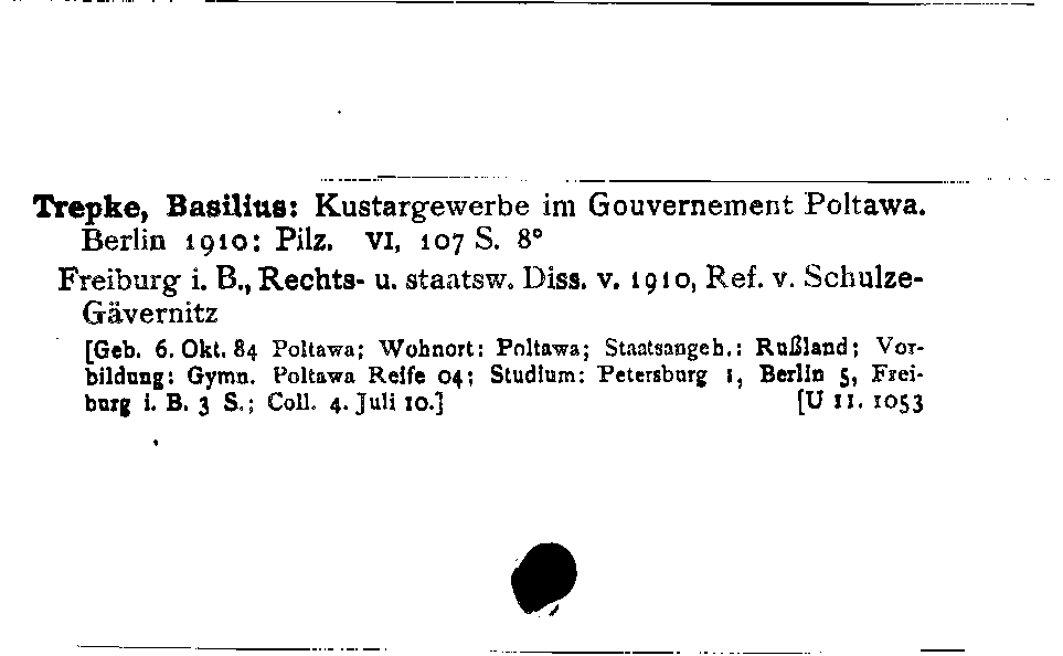 [Katalogkarte Dissertationenkatalog bis 1980]