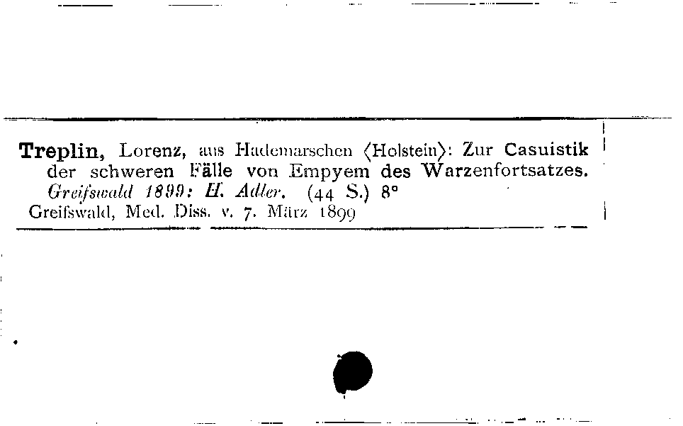 [Katalogkarte Dissertationenkatalog bis 1980]