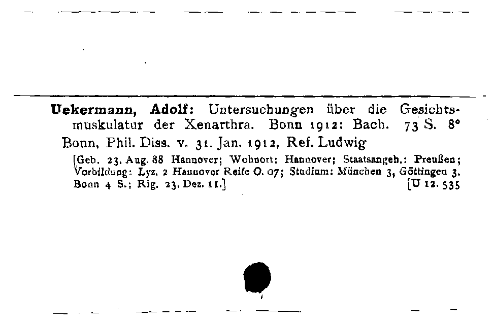 [Katalogkarte Dissertationenkatalog bis 1980]