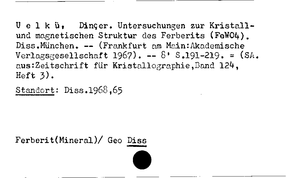 [Katalogkarte Dissertationenkatalog bis 1980]