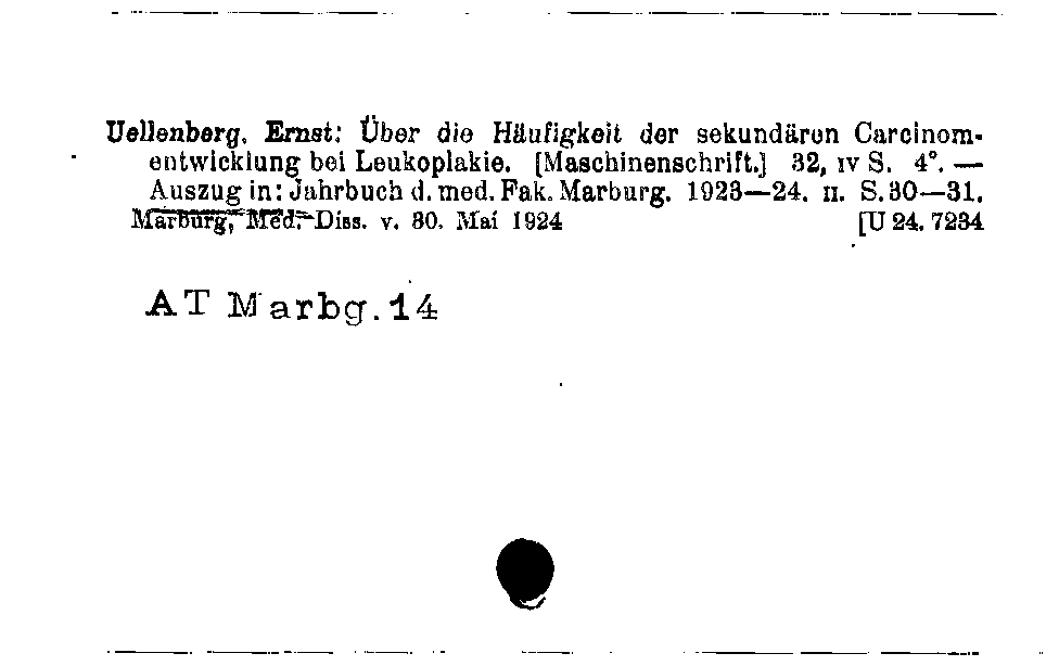 [Katalogkarte Dissertationenkatalog bis 1980]