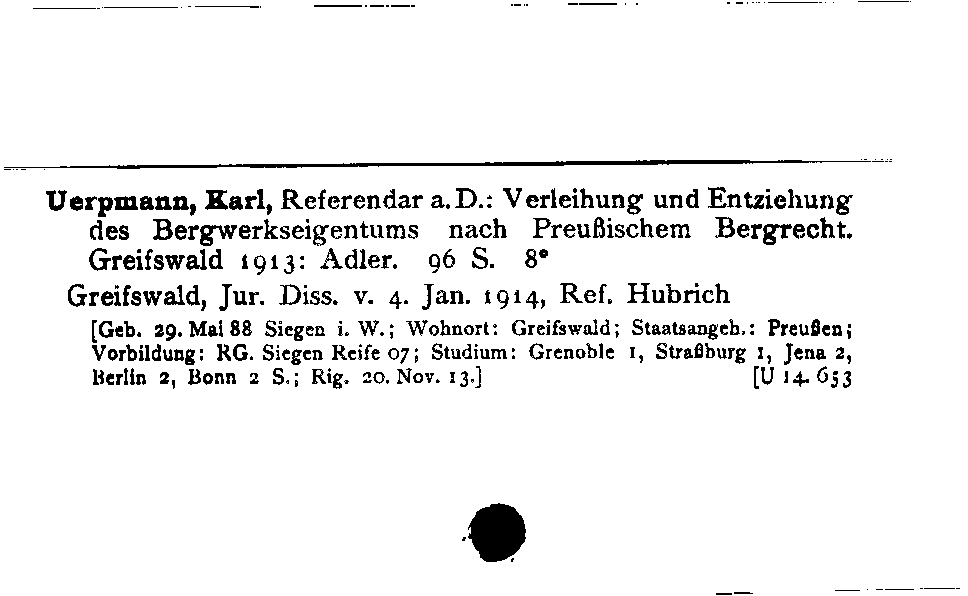 [Katalogkarte Dissertationenkatalog bis 1980]