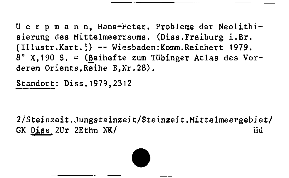 [Katalogkarte Dissertationenkatalog bis 1980]