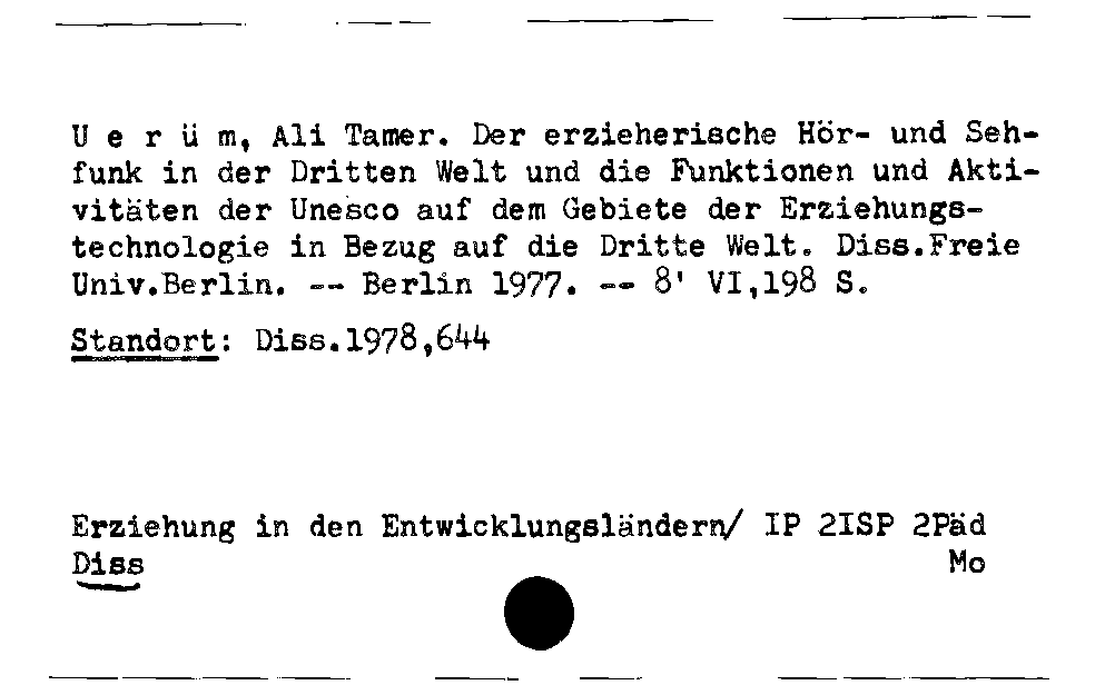 [Katalogkarte Dissertationenkatalog bis 1980]