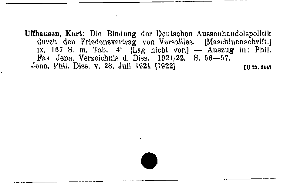 [Katalogkarte Dissertationenkatalog bis 1980]