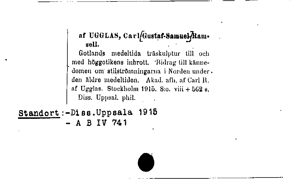 [Katalogkarte Dissertationenkatalog bis 1980]