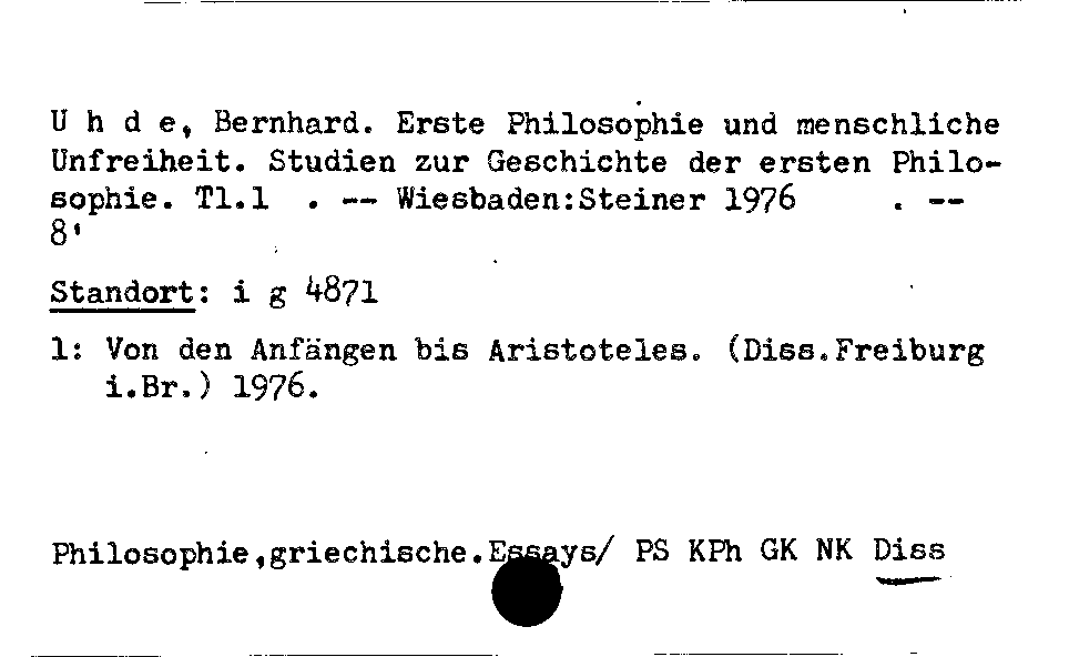 [Katalogkarte Dissertationenkatalog bis 1980]