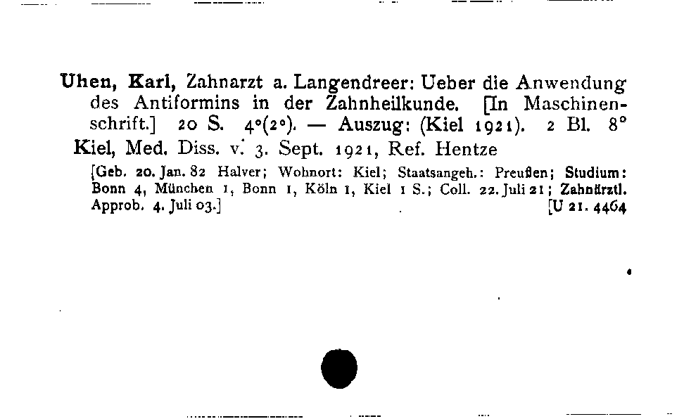 [Katalogkarte Dissertationenkatalog bis 1980]