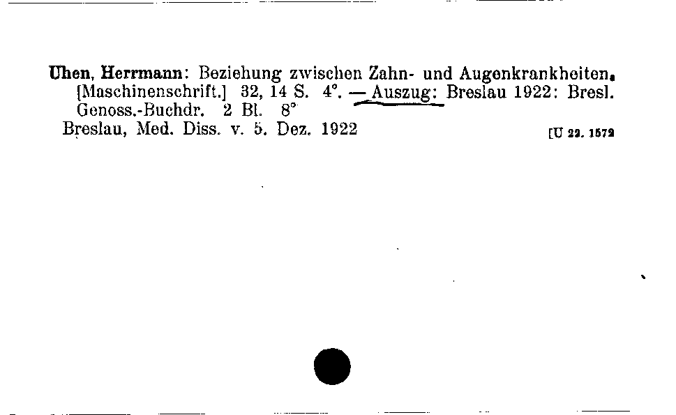 [Katalogkarte Dissertationenkatalog bis 1980]