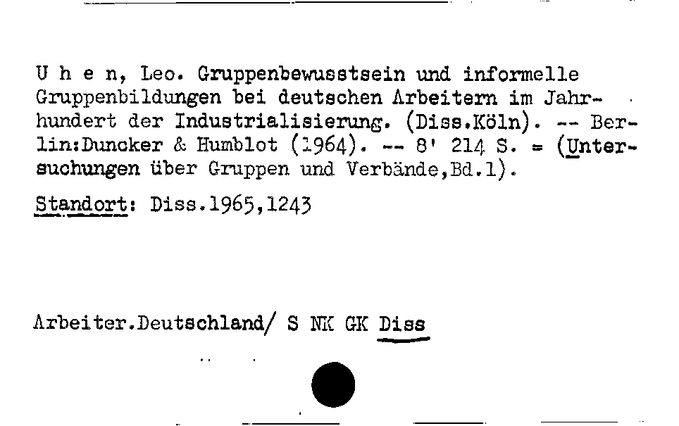 [Katalogkarte Dissertationenkatalog bis 1980]