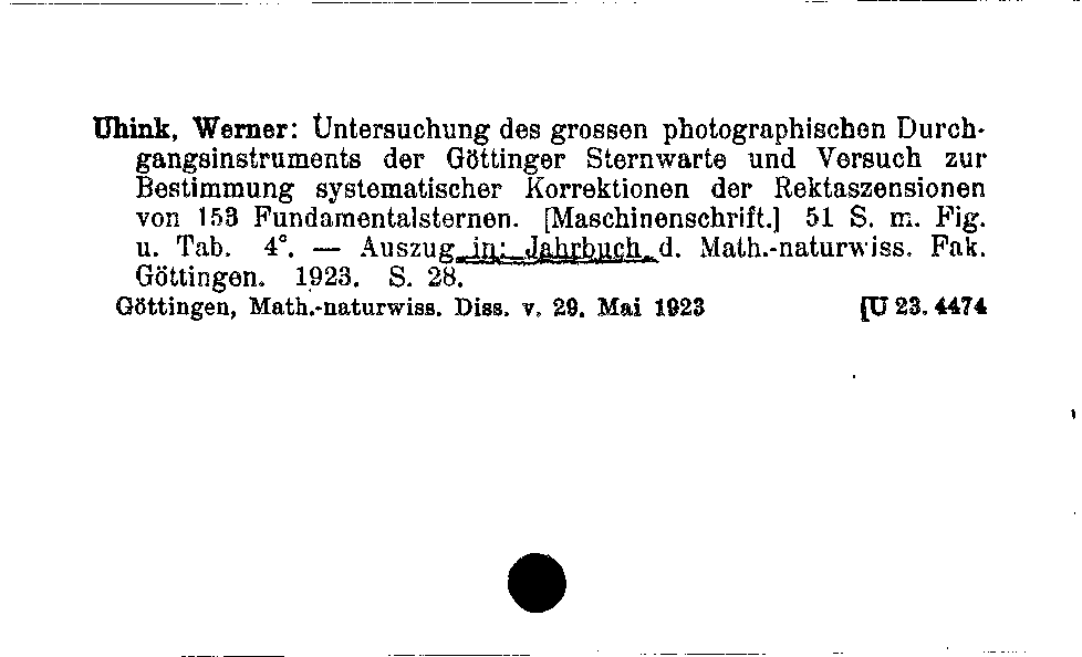 [Katalogkarte Dissertationenkatalog bis 1980]