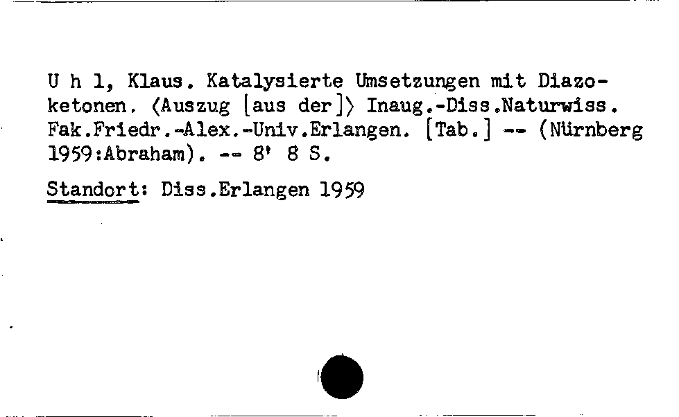 [Katalogkarte Dissertationenkatalog bis 1980]