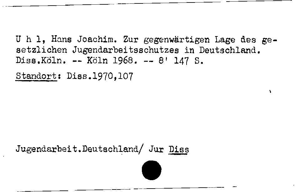 [Katalogkarte Dissertationenkatalog bis 1980]