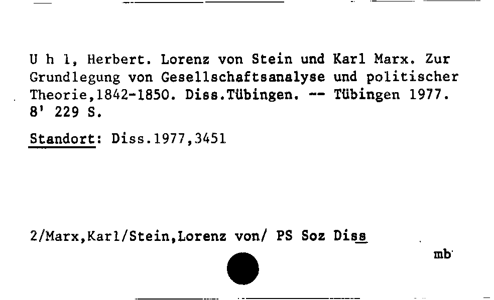 [Katalogkarte Dissertationenkatalog bis 1980]