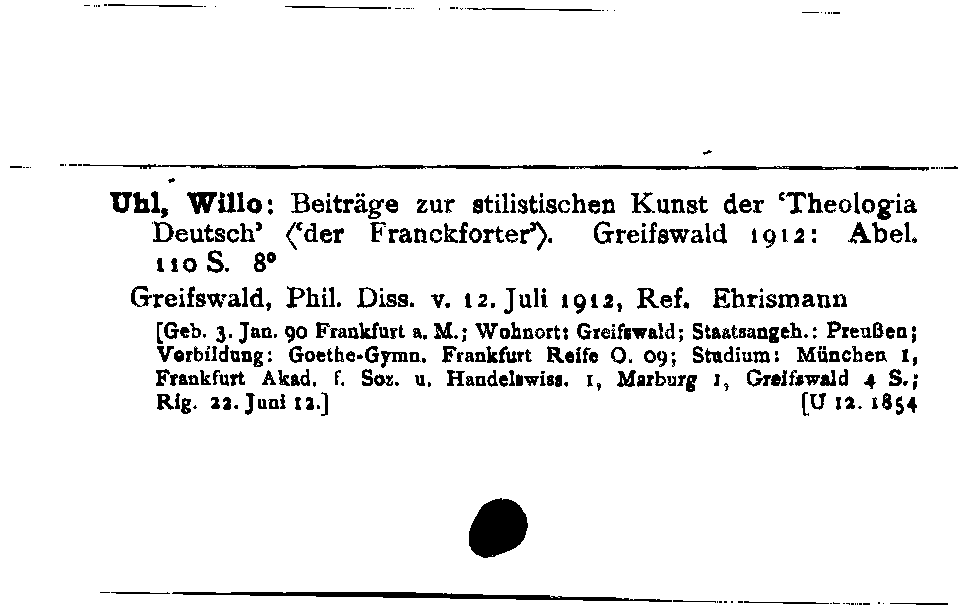 [Katalogkarte Dissertationenkatalog bis 1980]