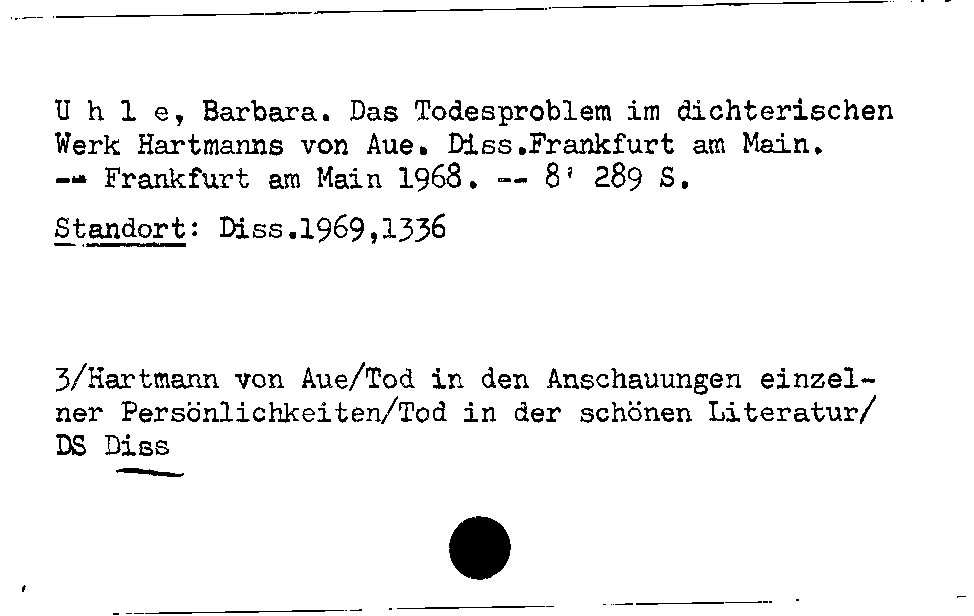 [Katalogkarte Dissertationenkatalog bis 1980]