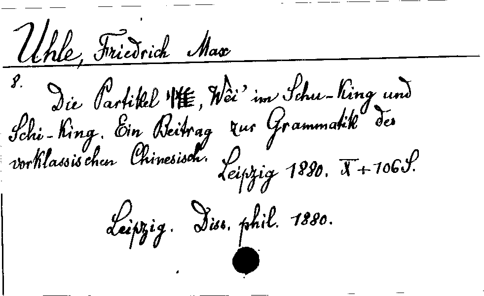 [Katalogkarte Dissertationenkatalog bis 1980]