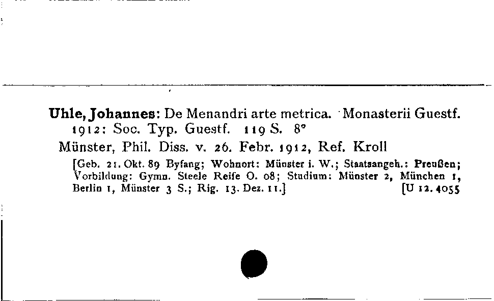 [Katalogkarte Dissertationenkatalog bis 1980]