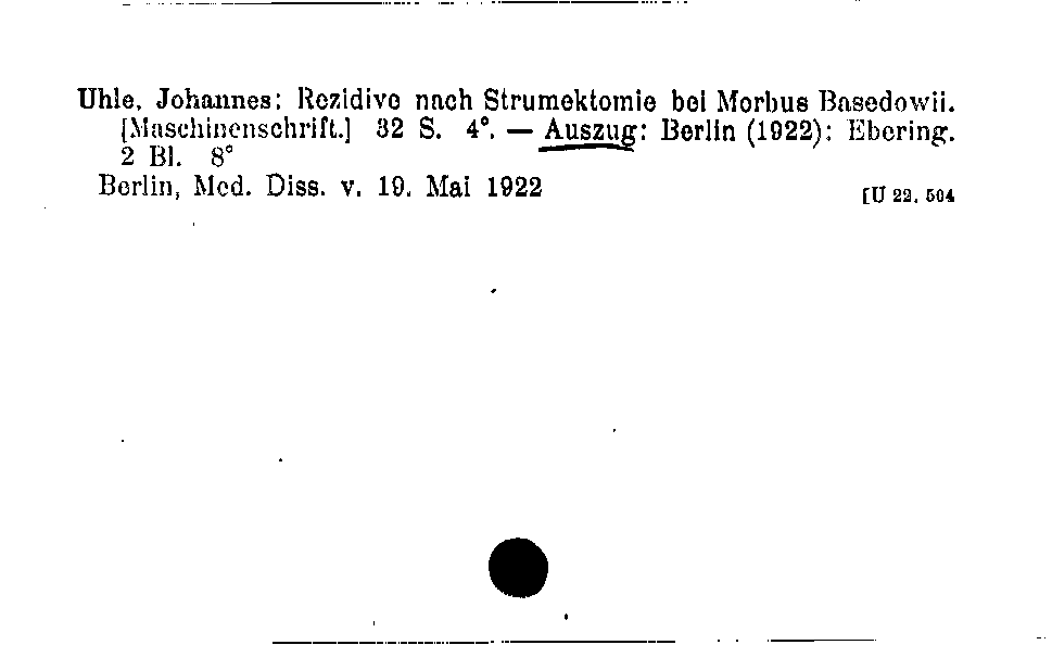 [Katalogkarte Dissertationenkatalog bis 1980]