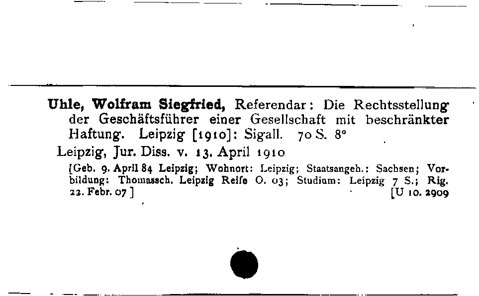 [Katalogkarte Dissertationenkatalog bis 1980]