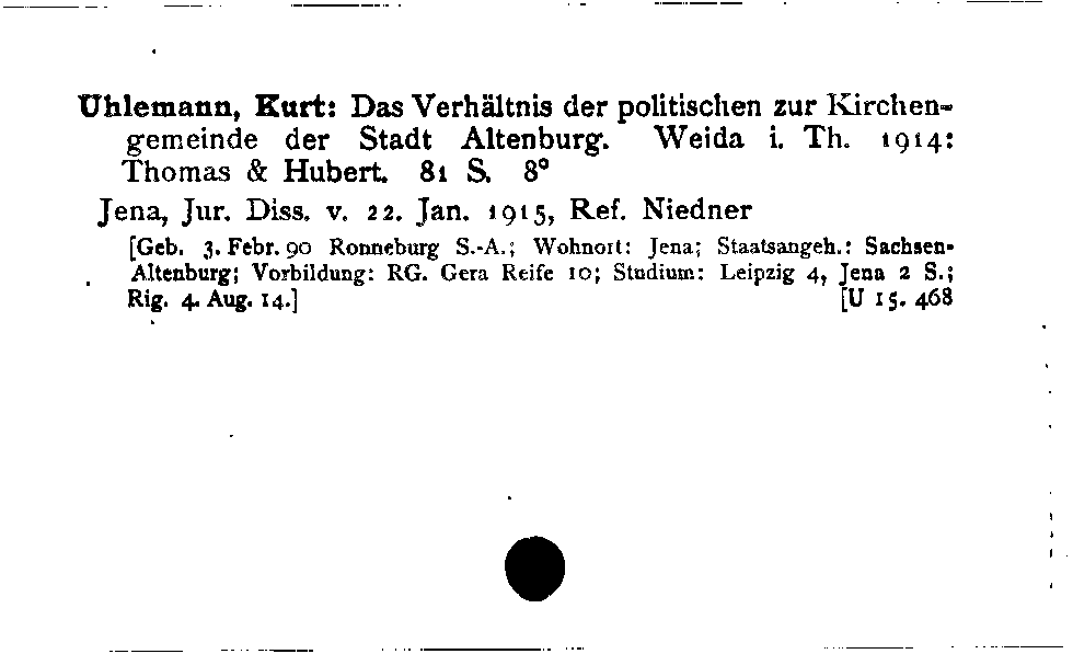 [Katalogkarte Dissertationenkatalog bis 1980]