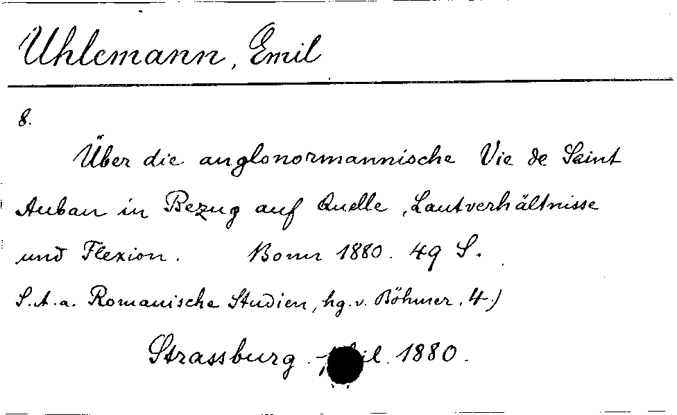 [Katalogkarte Dissertationenkatalog bis 1980]