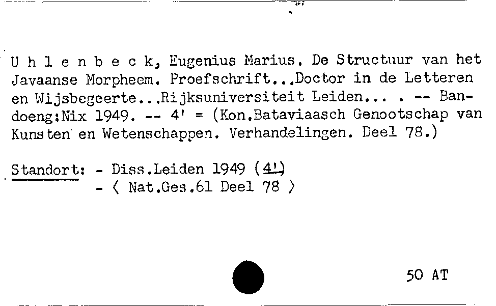 [Katalogkarte Dissertationenkatalog bis 1980]