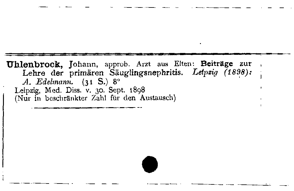 [Katalogkarte Dissertationenkatalog bis 1980]