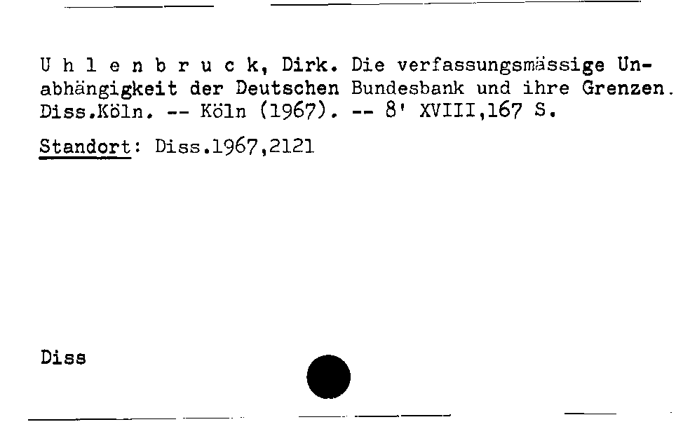 [Katalogkarte Dissertationenkatalog bis 1980]