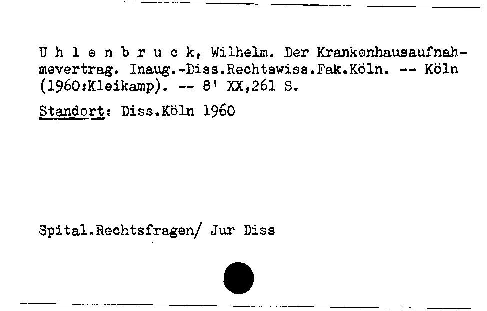 [Katalogkarte Dissertationenkatalog bis 1980]