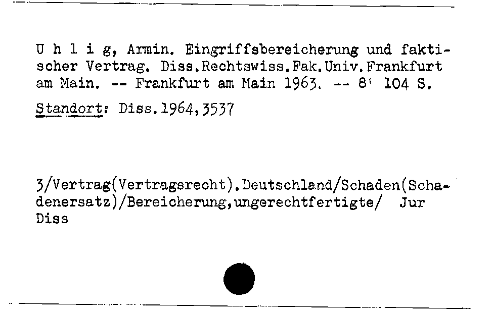 [Katalogkarte Dissertationenkatalog bis 1980]