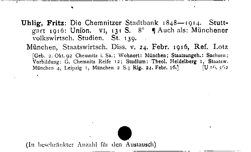 [Katalogkarte Dissertationenkatalog bis 1980]