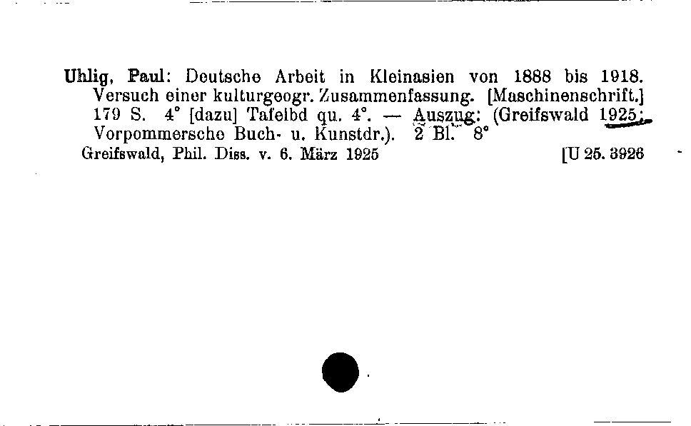 [Katalogkarte Dissertationenkatalog bis 1980]