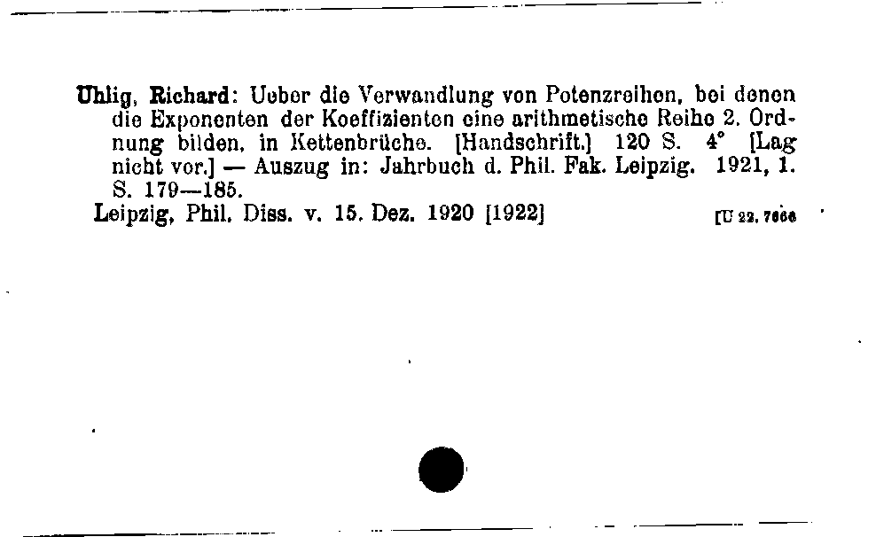 [Katalogkarte Dissertationenkatalog bis 1980]