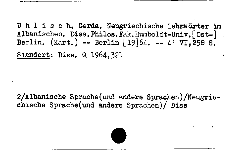 [Katalogkarte Dissertationenkatalog bis 1980]