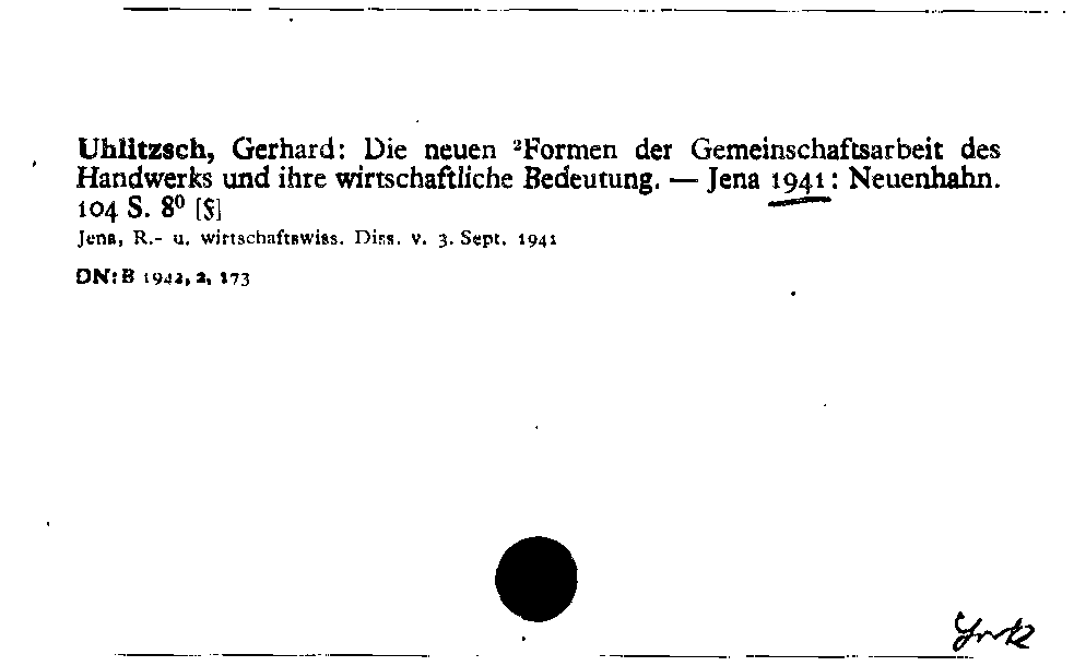 [Katalogkarte Dissertationenkatalog bis 1980]