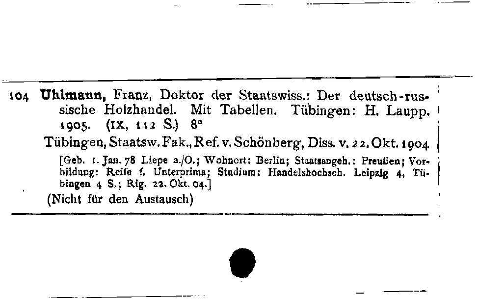 [Katalogkarte Dissertationenkatalog bis 1980]